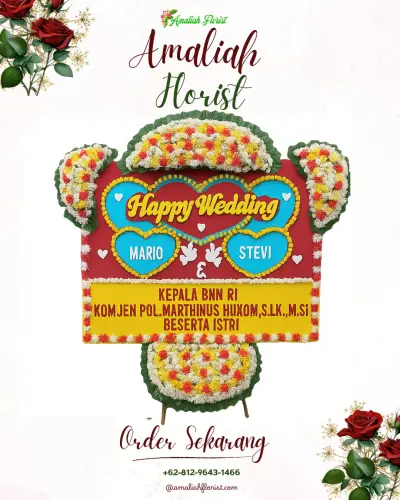 Karangan Papan Bunga Pernikahan di Kener
